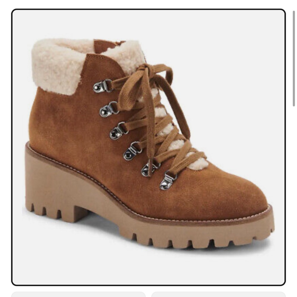 Blondo Waterproof Devin Lace-Up Faux-Fur Waterproof Suede Bootie